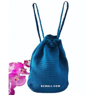 Cotton Handwoven Backpack Medium Size Blue